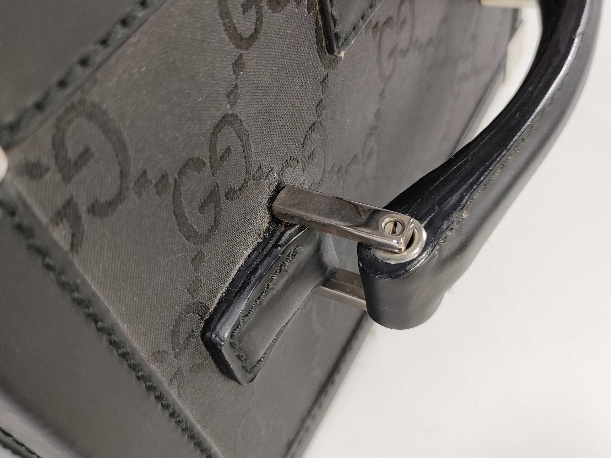 GUCCI GG Vanity Box/013 0088/Cosmetic Case/GG Canvas/Rubber Calf Leather/Black Vanity Bag