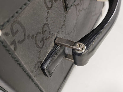 GUCCI GG Vanity Box/013 0088/Cosmetic Case/GG Canvas/Rubber Calf Leather/Black Vanity Bag