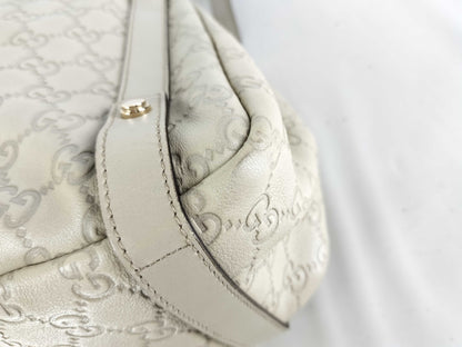 GUCCI Guccissima Gucci/Tote Bag/130736/Abby/Shimmer Leather/Ivory Tote Bag