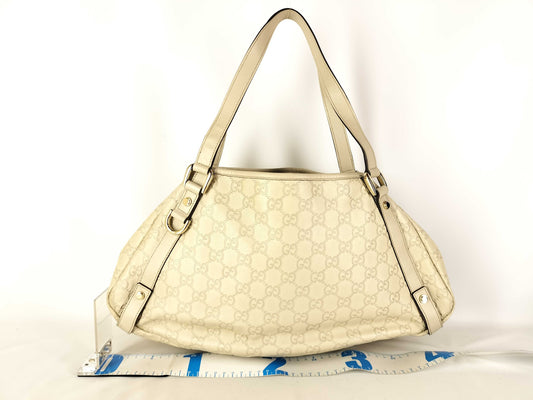GUCCI Guccissima Gucci/Tote Bag/130736/Abby/Shimmer Leather/Ivory Tote Bag