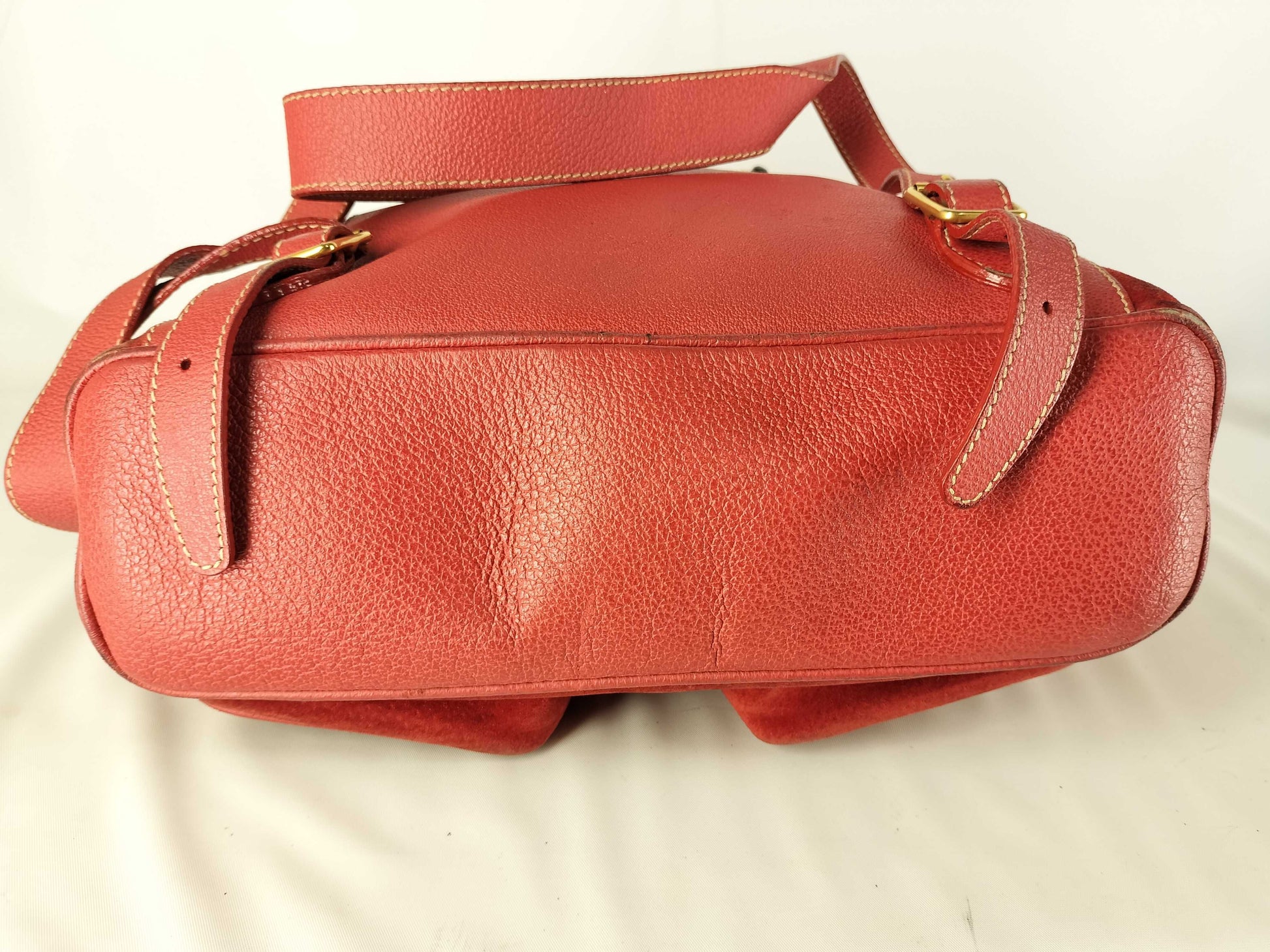 GUCCI Bamboo Old Gucci Backpack/003 2058 0016/Bamboo/Turnlock/Double Pocket/Suede/Red Backpack