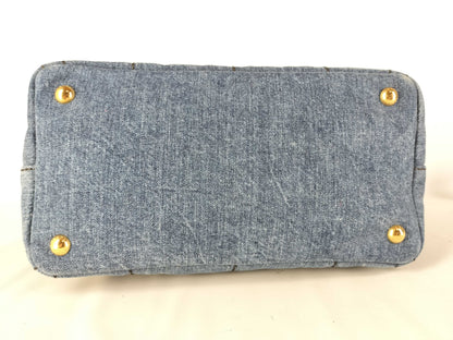 PRADA Prada 2-Way Tote Bag 1BG439 Canapa Denim Blue Handbag