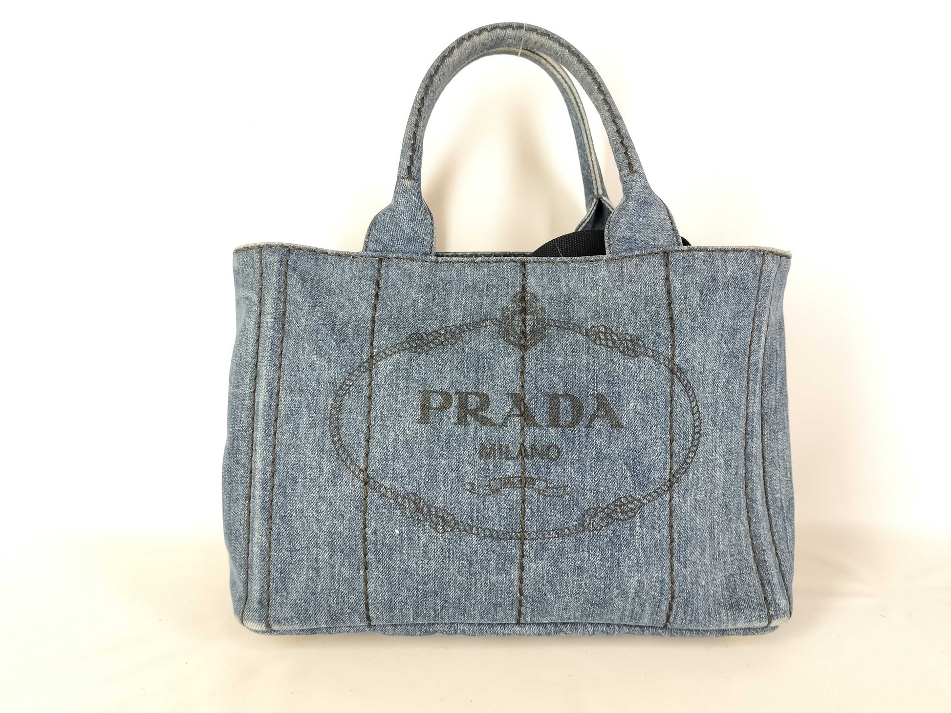 PRADA Prada 2-Way Tote Bag 1BG439 Canapa Denim Blue Handbag