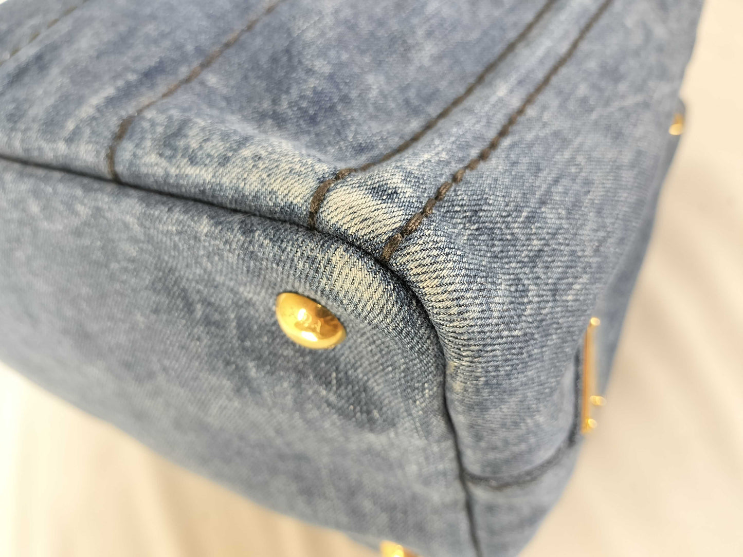 PRADA Prada 2-Way Tote Bag 1BG439 Canapa Denim Blue Handbag