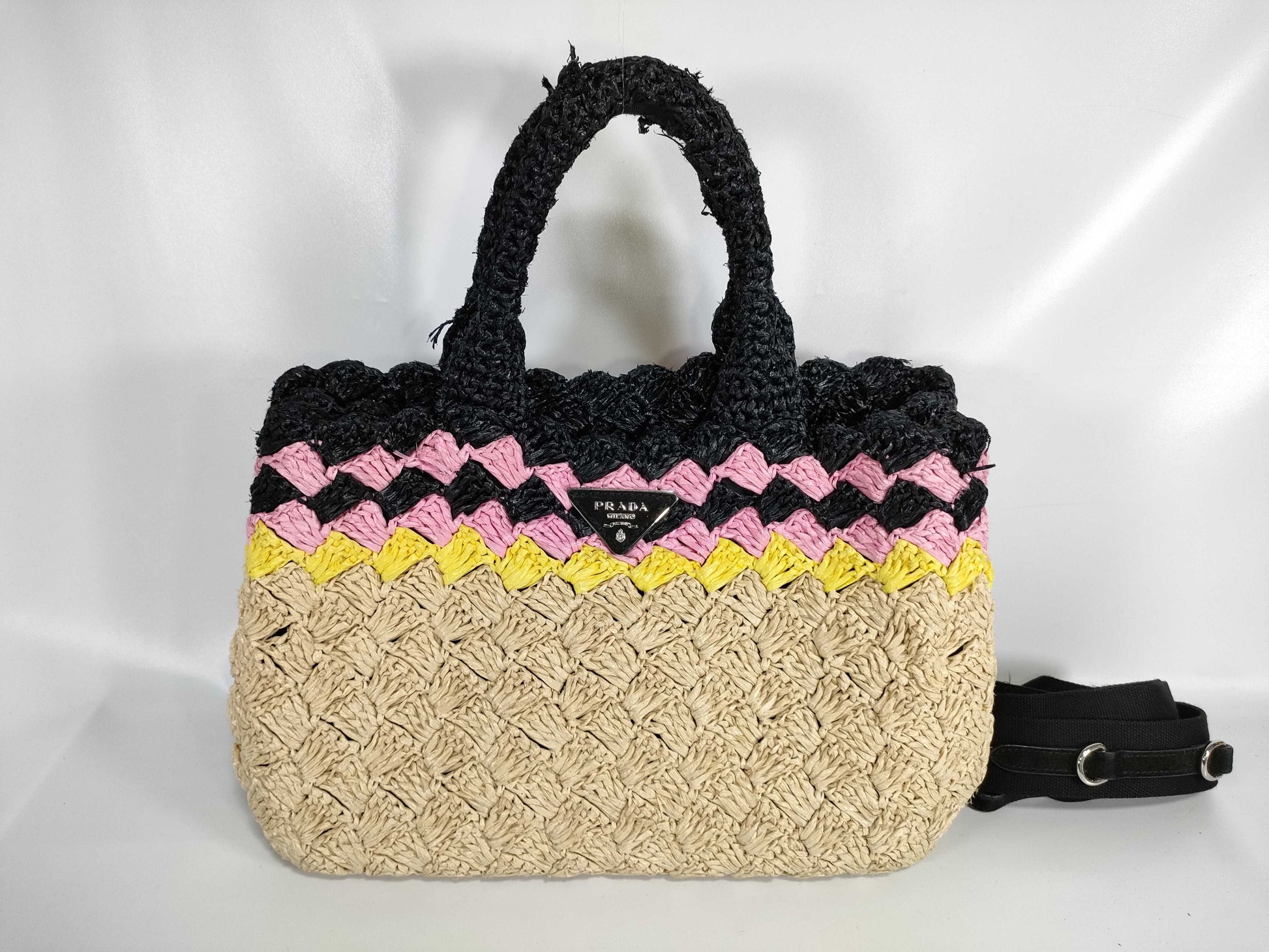 PRADA Prada 2-Way Basket Bag/Canapa/1BG889/Raffia/Beige Tote Bag