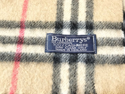 Burberrys Fringe Scarf, Nova Check, Made in England, 100% Cashmere, Beige