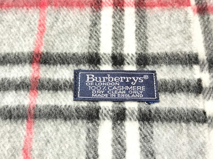 Burberrys Fringe Scarf, Nova Check, Made in England, 100% Cashmere, Gray Scarf