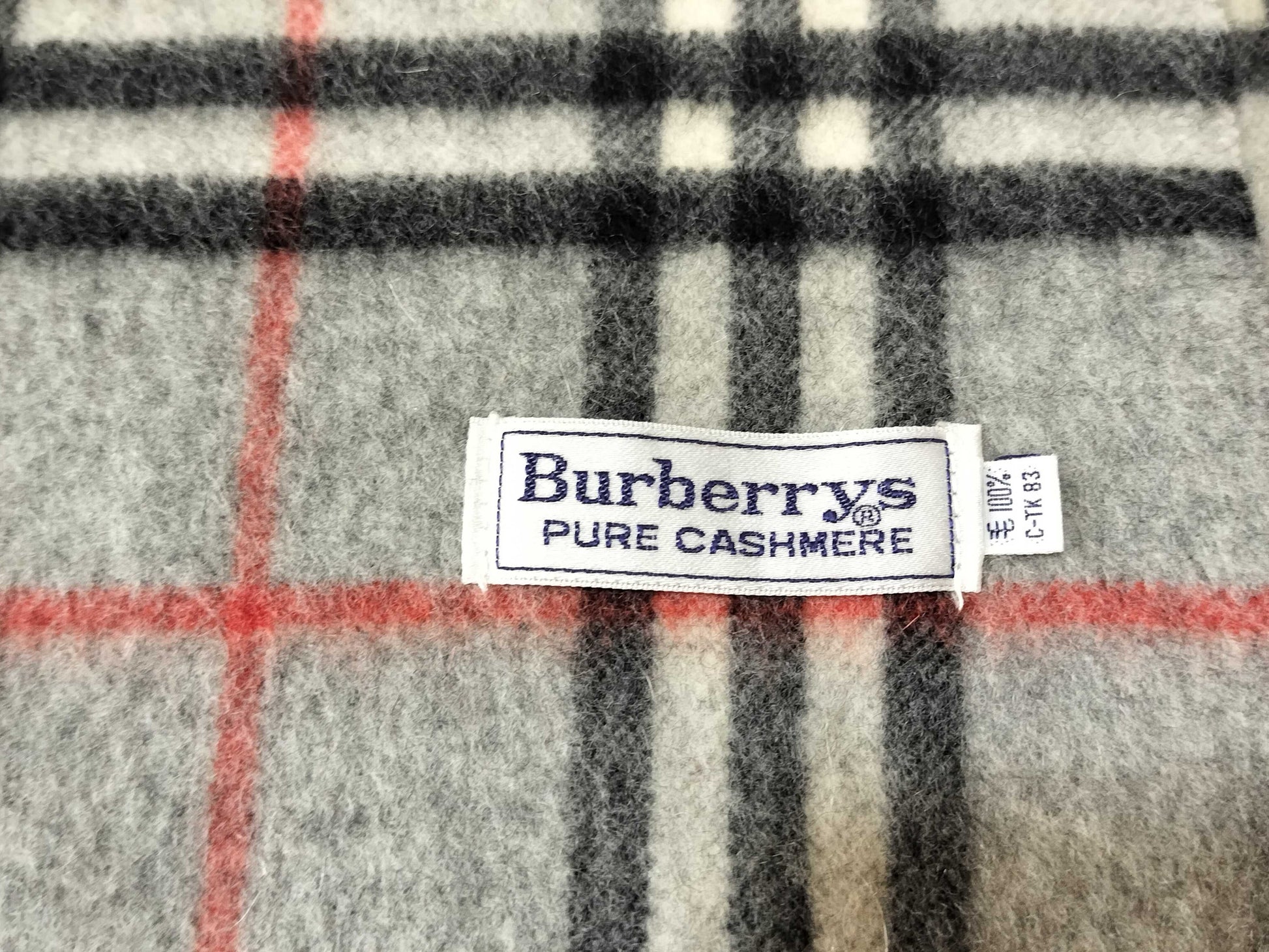 Burberrys/Fringe Scarf/Nova Check/Sanyo Shokai/100% Cashmere/Gray Scarf