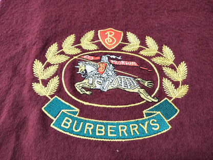 Burberry London Fringe Scarf with Horse Logo, Bordeaux, Tagless