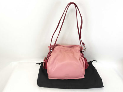 LOEWE Nappa Leather Fringe Red Pink Handbag Shoulder Bag