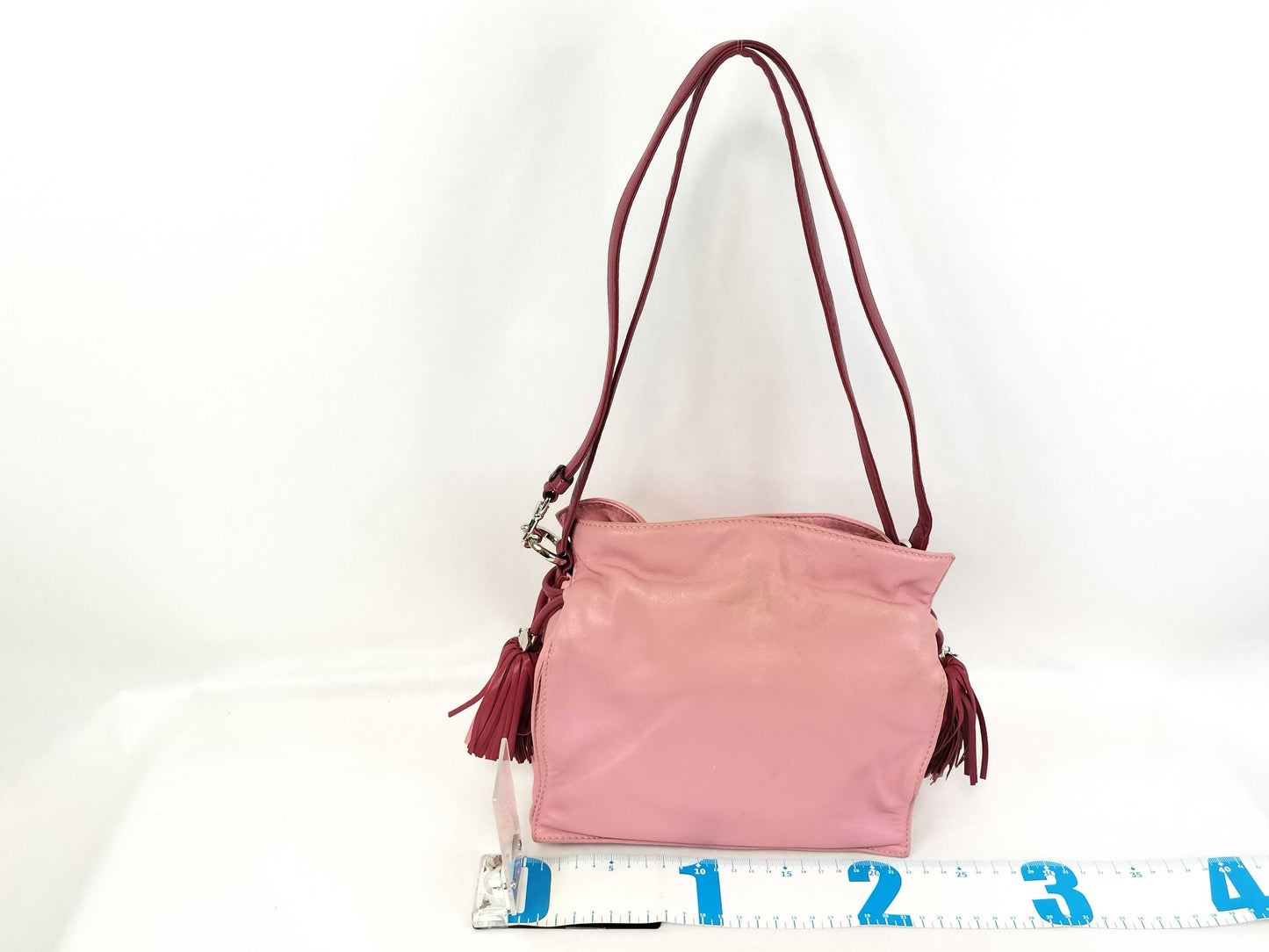 LOEWE Nappa Leather Fringe Red Pink Handbag Shoulder Bag