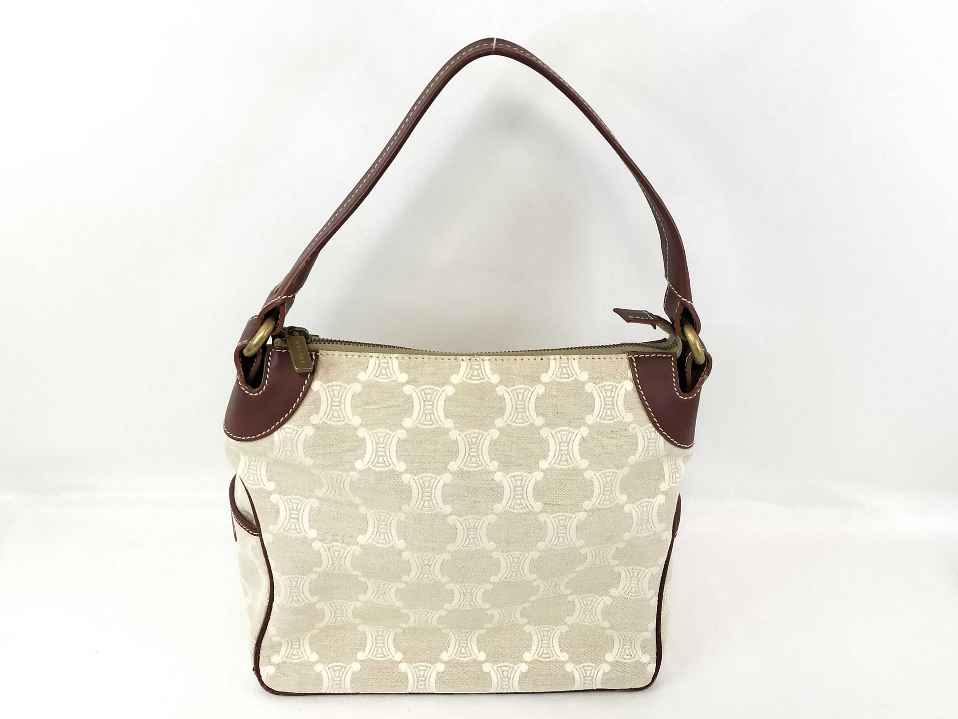 CELINE Triomphe Macadam Canvas and Leather Gold One-Hand Bag Shoulder Bag