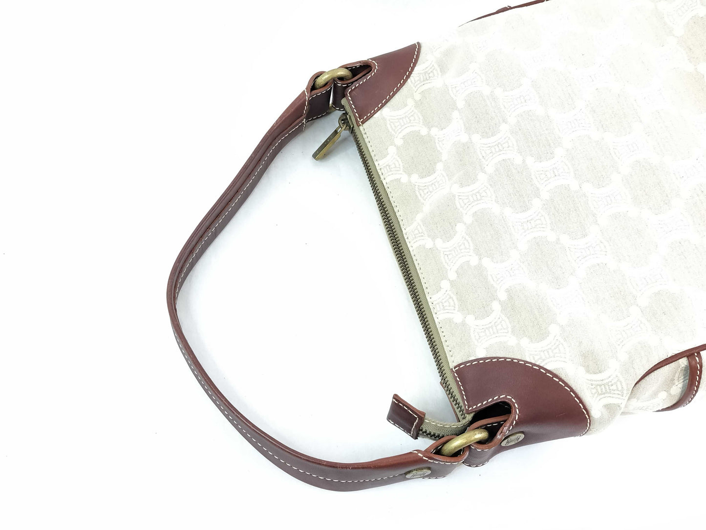 CELINE Triomphe Macadam Canvas and Leather Gold One-Hand Bag Shoulder Bag