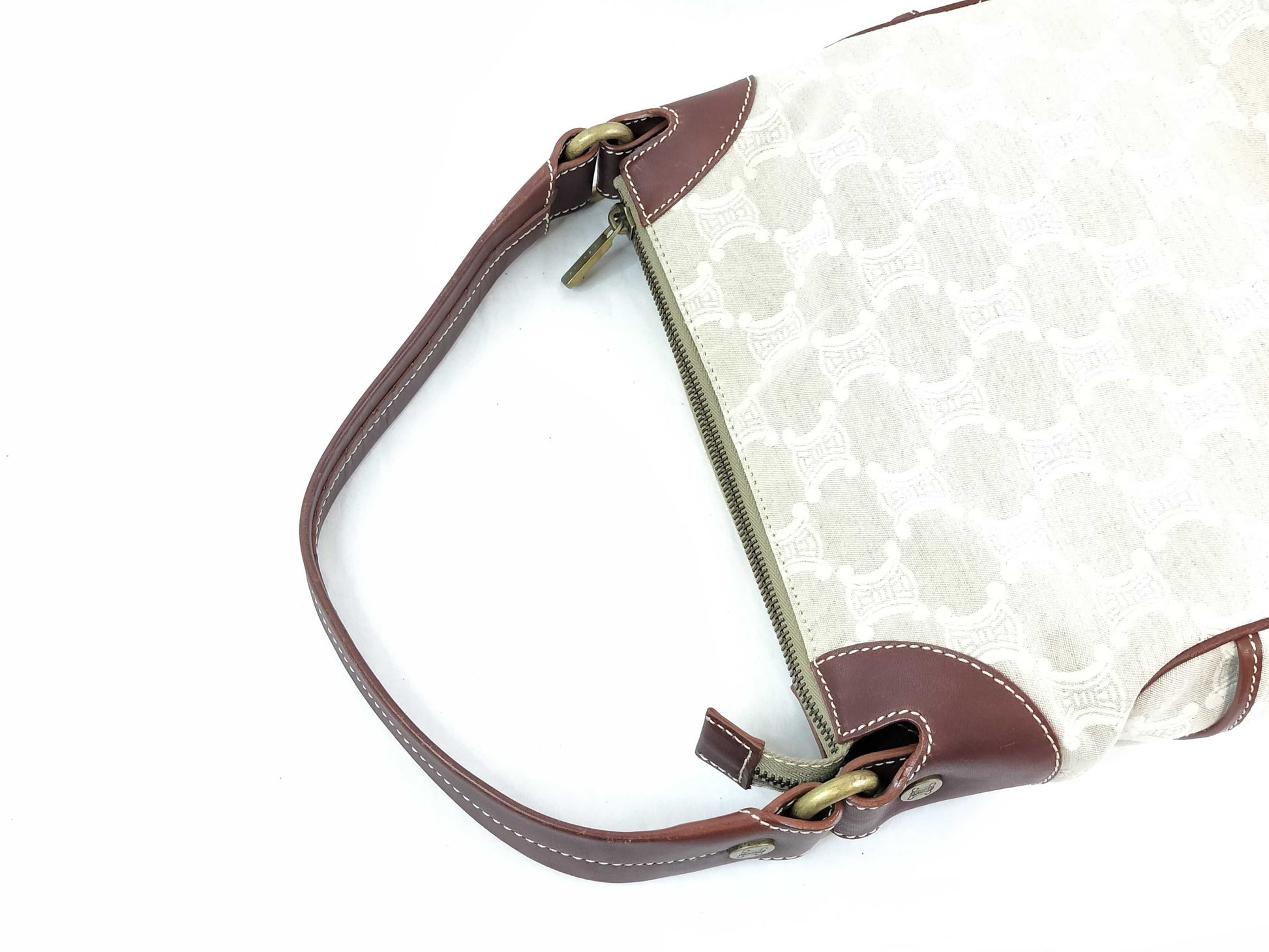 CELINE Triomphe Macadam Canvas and Leather Gold One-Hand Bag Shoulder Bag