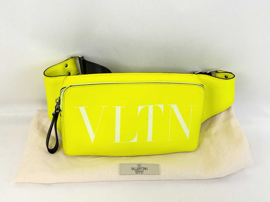Valentino Garavani VLTN Yellow Leather Waist/Body Bag/Shoulder Bag