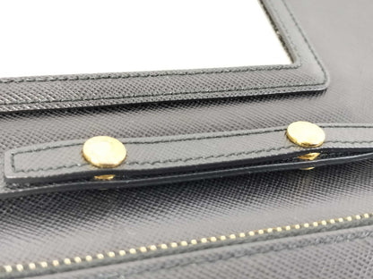 PRADA Prada Leather Black Gold Chain Shoulder Bag