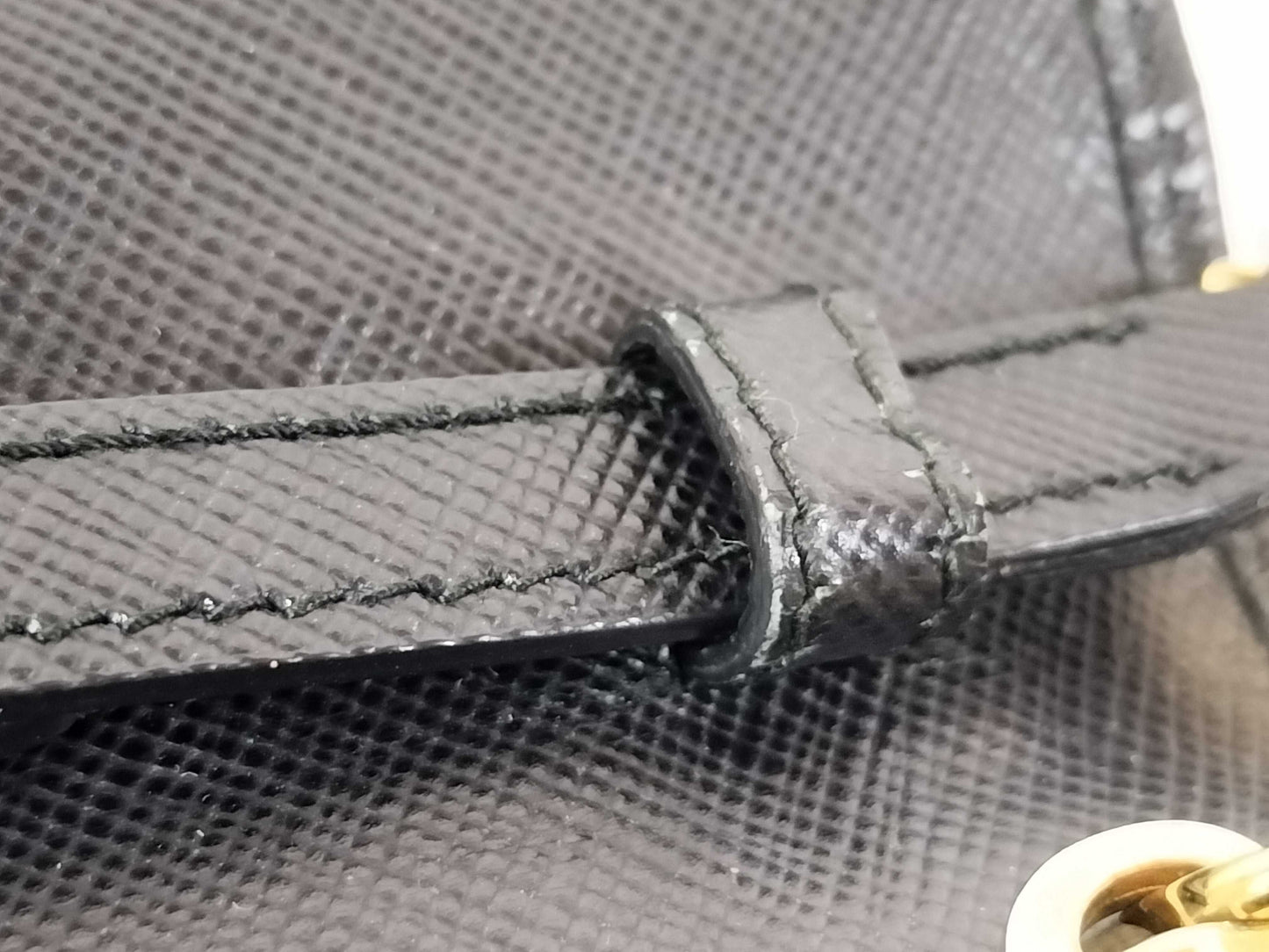 PRADA Prada Leather Black Gold Chain Shoulder Bag