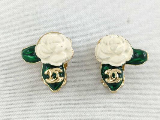 CHANEL Camellia Chanel CHANEL Coco Mark Camellia Gold GP Earrings Accessories Earrings