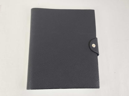 HERMES Ulysse MM Togo Black/Blue Leather with Silver Hardware Notebook/Planner Cover