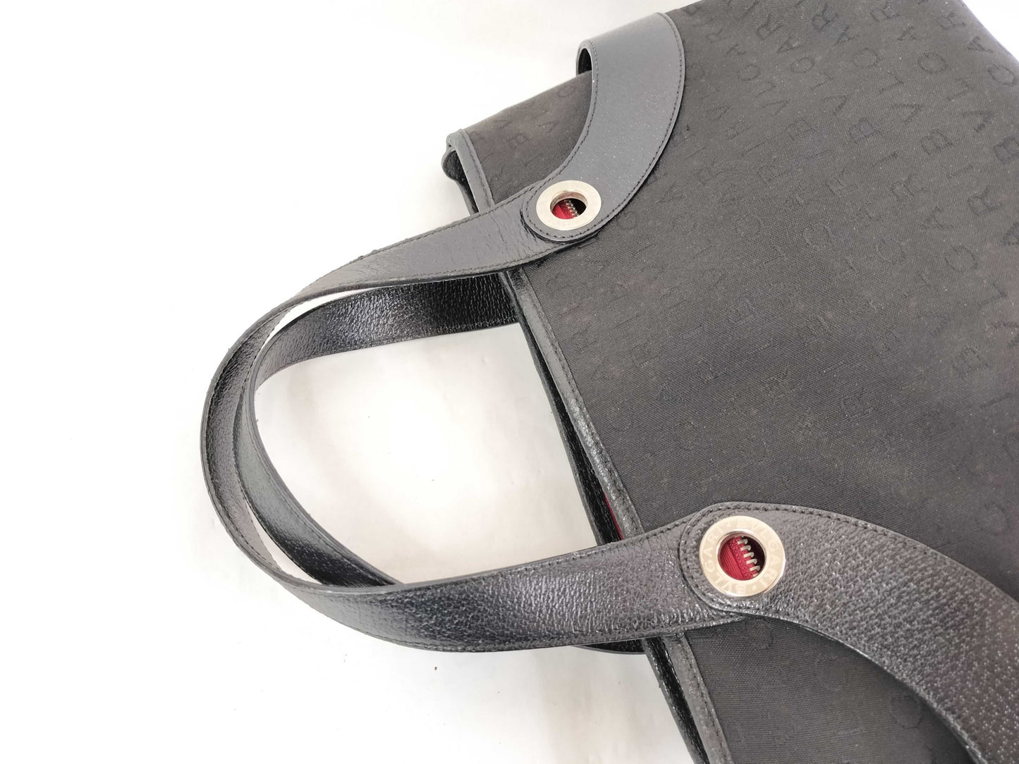 BVLGARI Logomania Black Hand 2-Way Canvas and Leather Bag Handbag