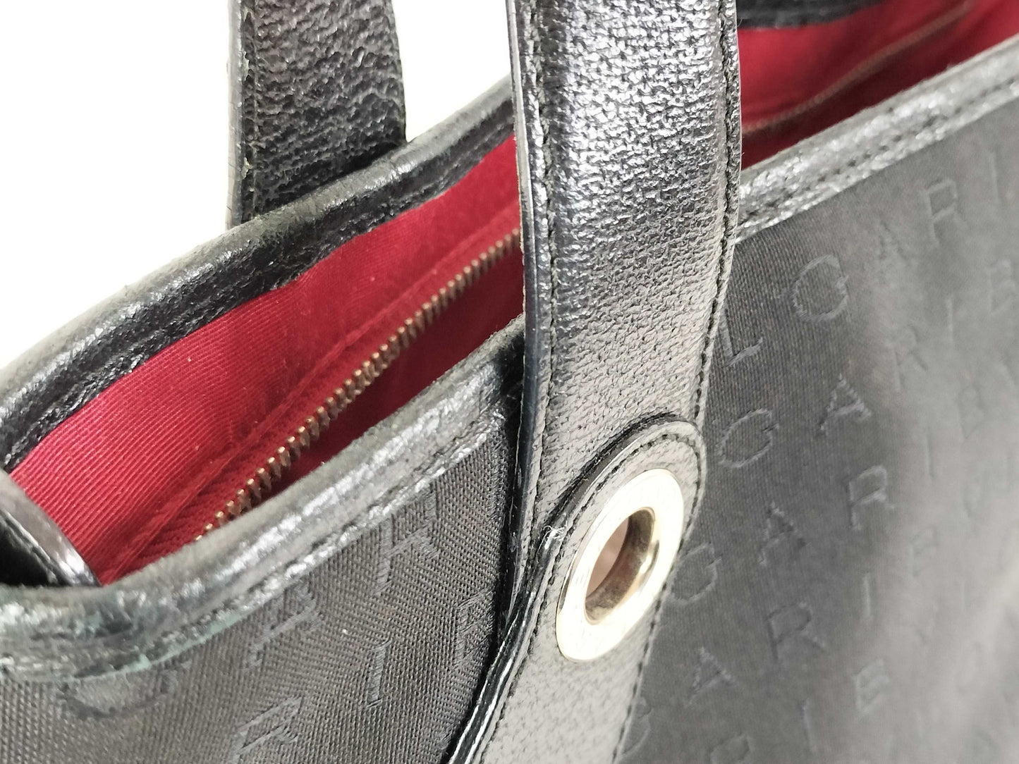 BVLGARI Logomania Black Hand 2-Way Canvas and Leather Bag Handbag