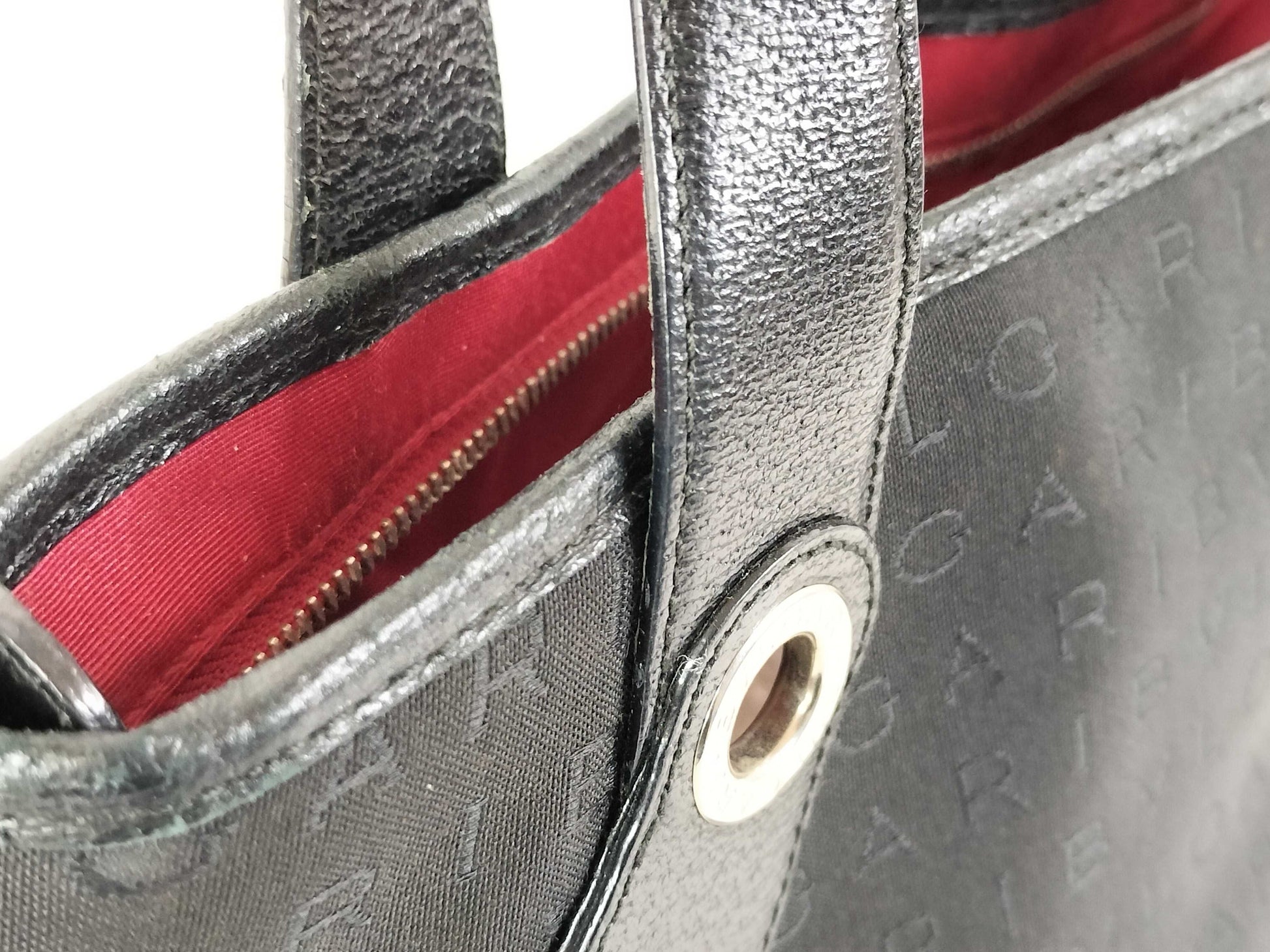 BVLGARI Logomania Black Hand 2-Way Canvas and Leather Bag Handbag