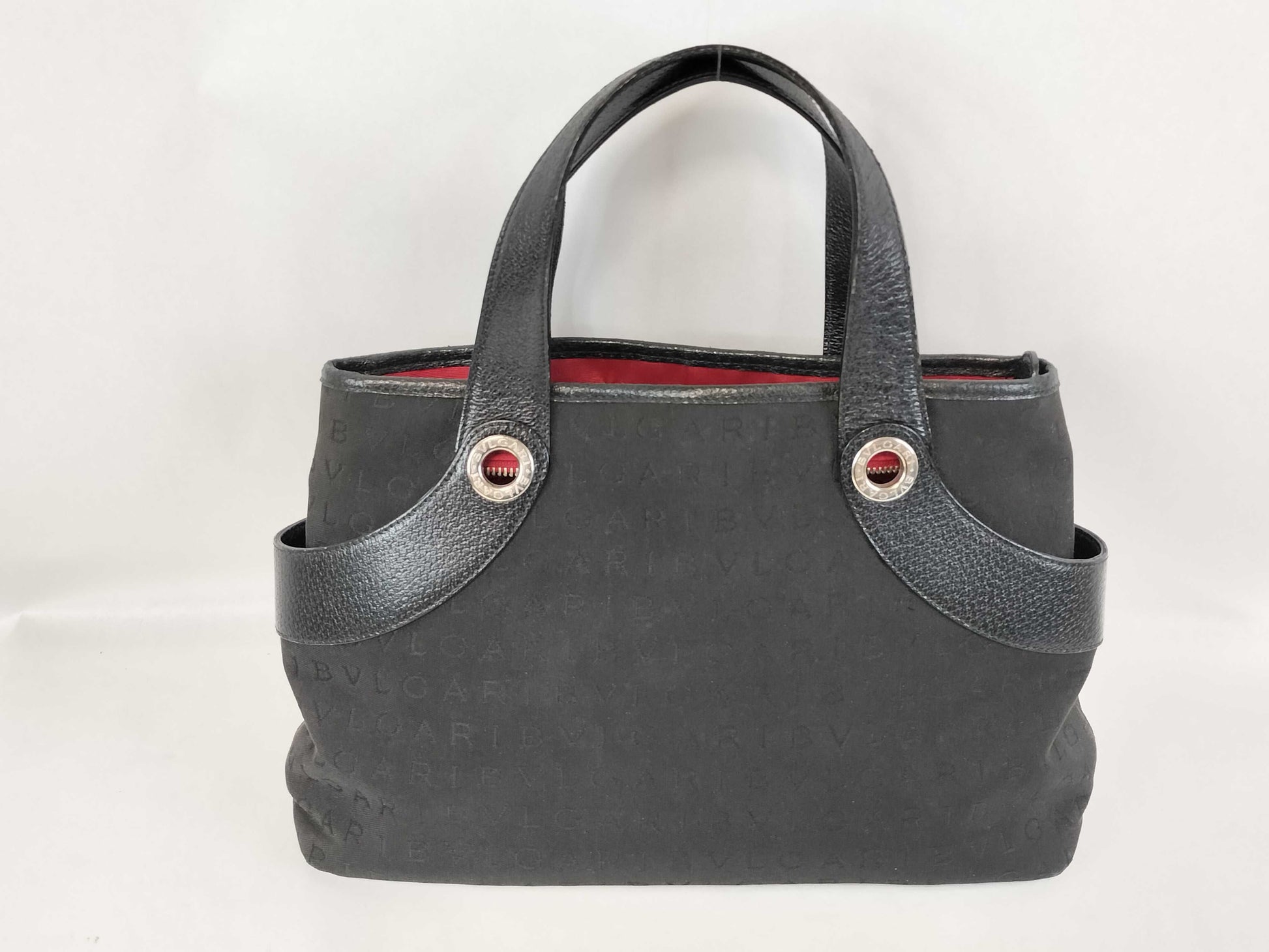 BVLGARI Logomania Black Hand 2-Way Canvas and Leather Bag Handbag