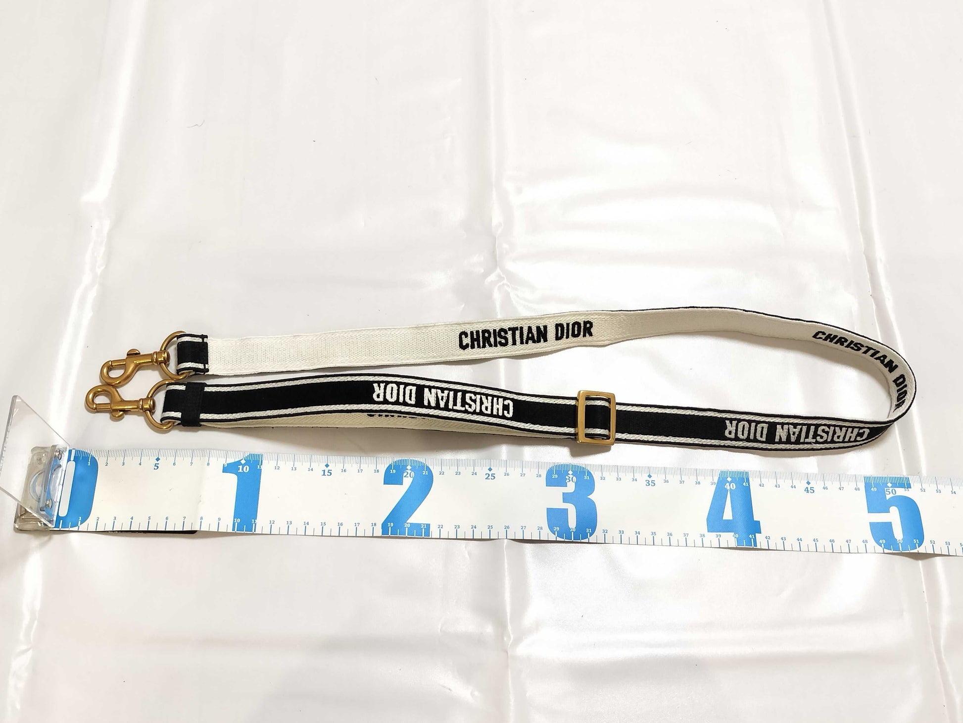 Dior Christian Dior CHRISTIAN DIOR Gold Logo Black White Strap