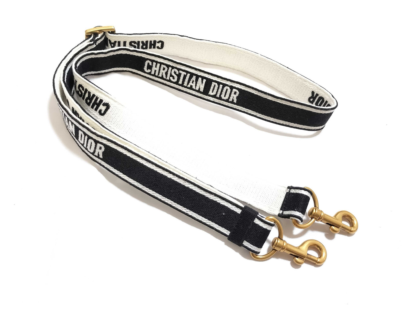 Dior Christian Dior CHRISTIAN DIOR Gold Logo Black White Strap