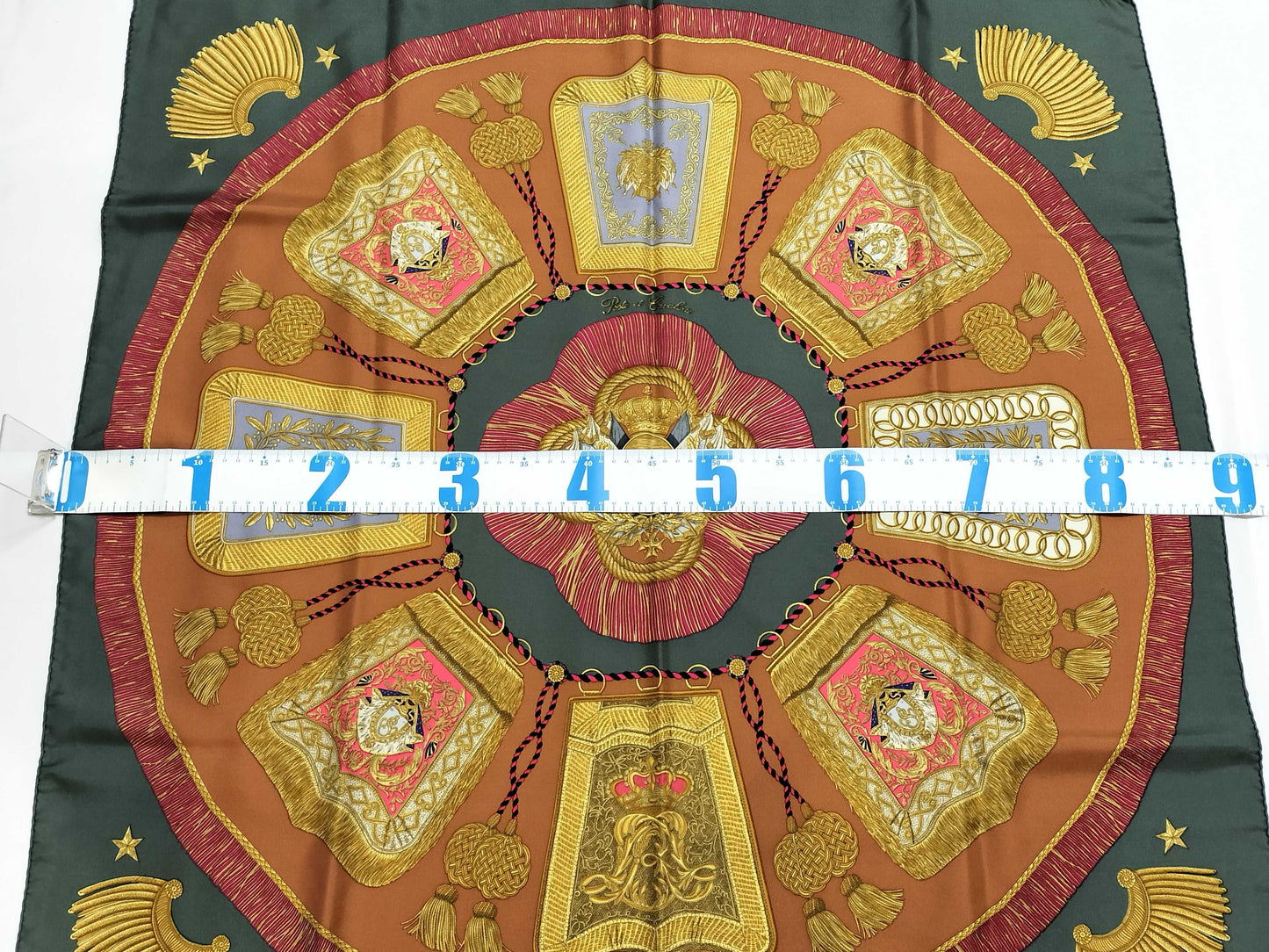 HERMES Carré 90 Poste et Cavalerie Saber Ornament Bag 100% Silk Scarf