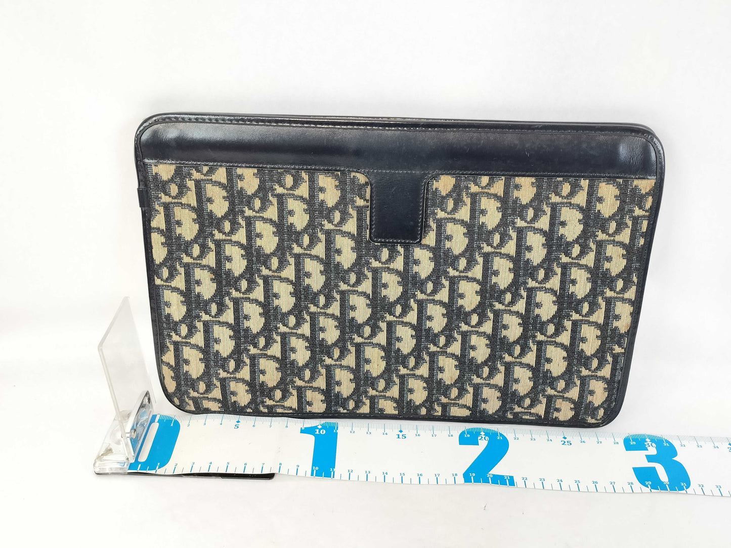 Dior Trotter Christian Dior Oblique Trotter Navy Canvas and Leather Clutch Bag