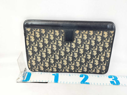 Dior Trotter Christian Dior Oblique Trotter Navy Canvas and Leather Clutch Bag