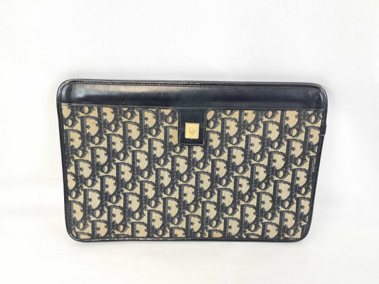 Dior Trotter Christian Dior Oblique Trotter Navy Canvas and Leather Clutch Bag