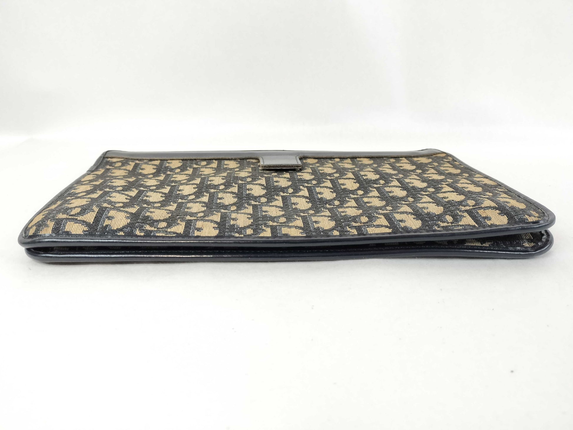 Dior Trotter Christian Dior Oblique Trotter Navy Canvas and Leather Clutch Bag