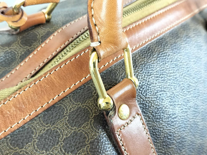 CELINE Macadam Brown with Gold Hardware and PVC Leather Boston Handbag