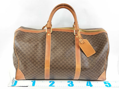 CELINE Macadam Brown with Gold Hardware and PVC Leather Boston Handbag