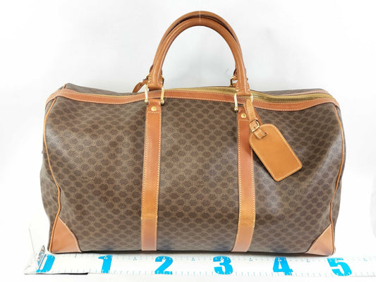 CELINE Macadam Brown with Gold Hardware and PVC Leather Boston Handbag