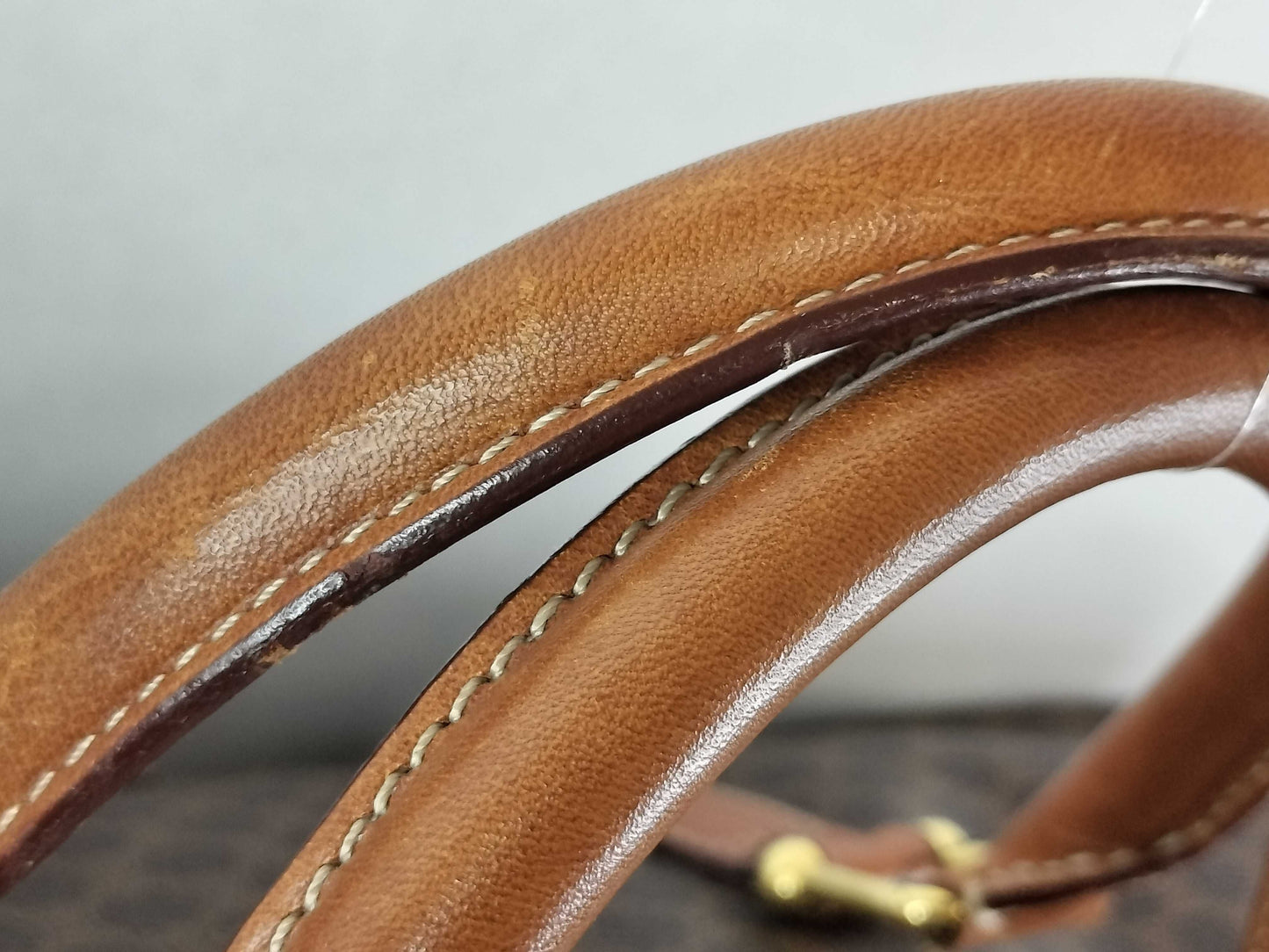 CELINE Macadam Brown with Gold Hardware and PVC Leather Boston Handbag