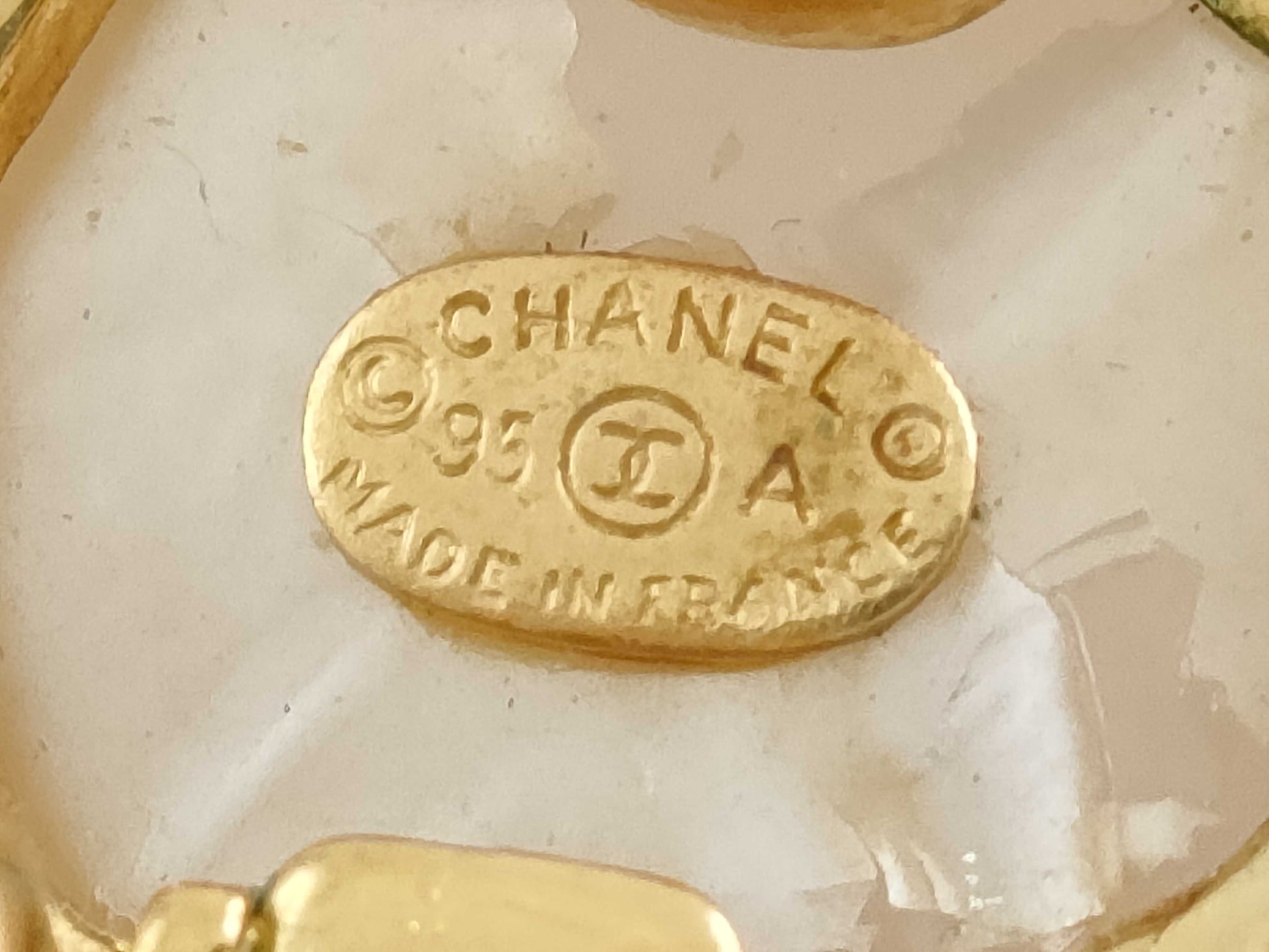 CHANEL Coco Mark 95A Faux Pearl Gold GP Earrings Accessories Earrings