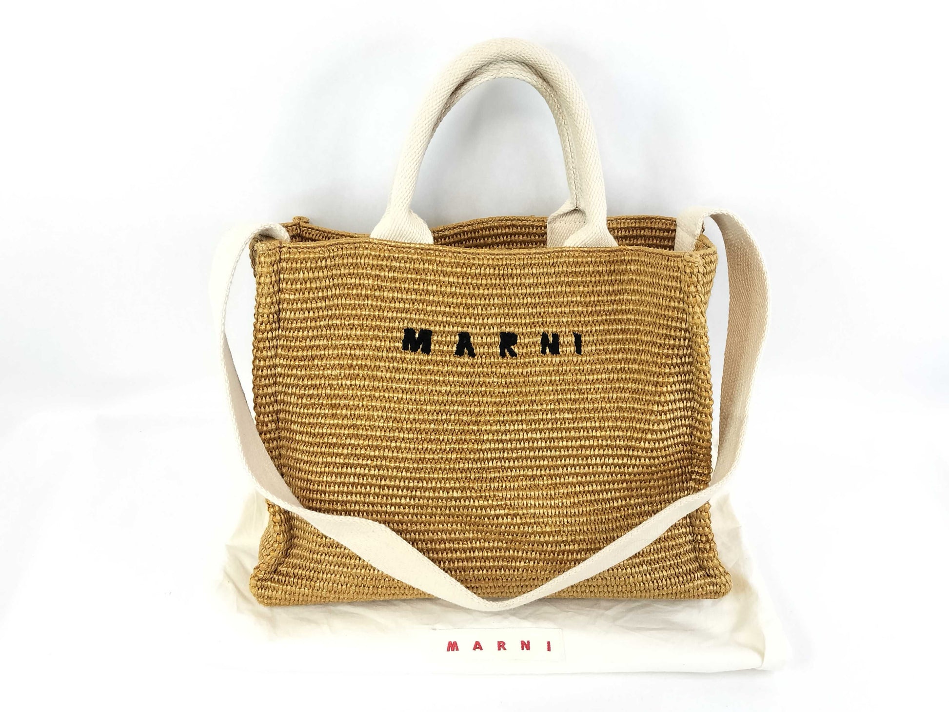 MARNI Raffia Logo Hand Canvas 2-Way Bag Handbag