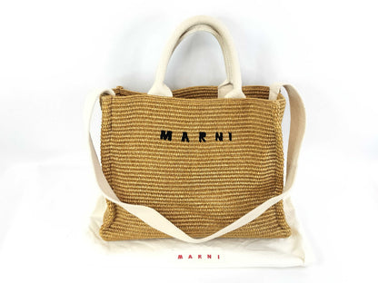 MARNI Raffia Logo Hand Canvas 2-Way Bag Handbag