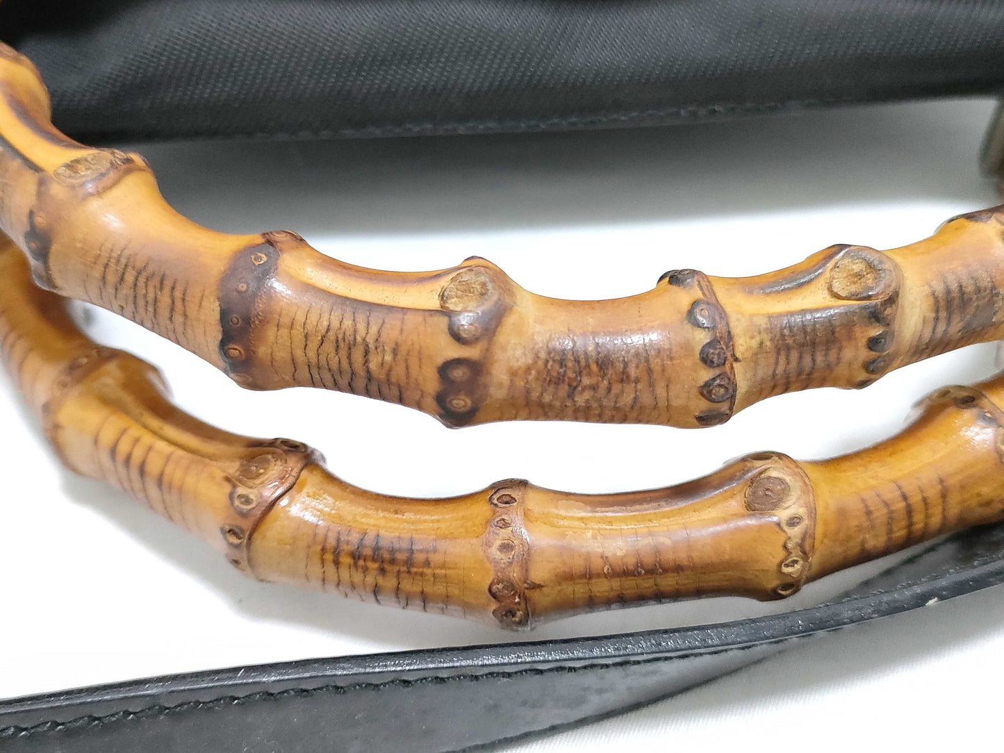 GUCCI Bamboo Shoulder Handbag in Nylon, Black, Z6391