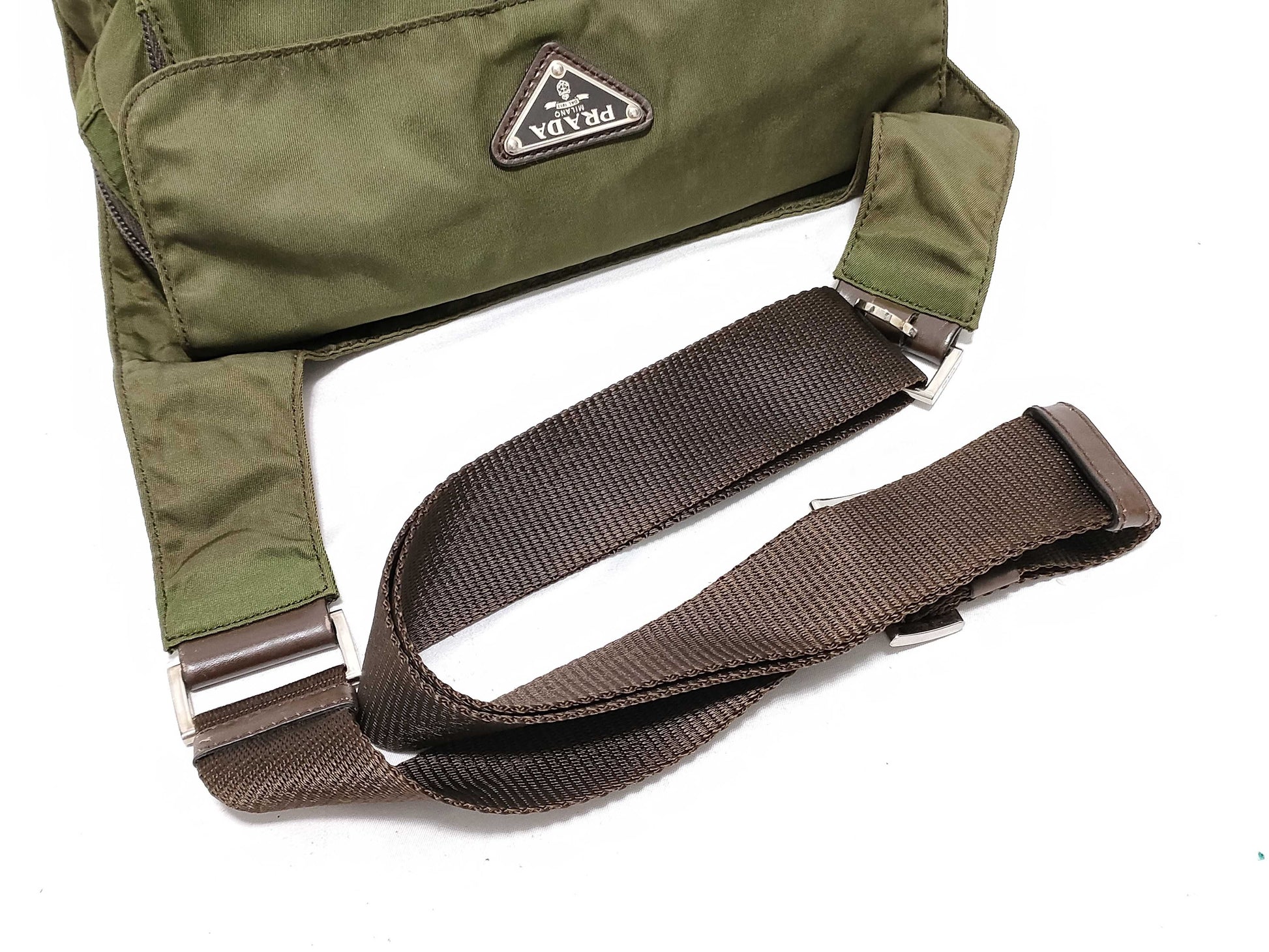 PRADA Nylon Shoulder Bag, Green, Z6398