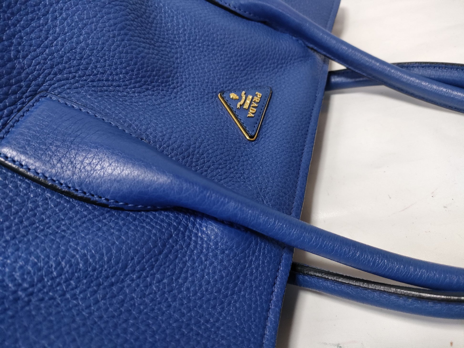 PRADA PRADA Tote Bag Leather Blue Tote Bag