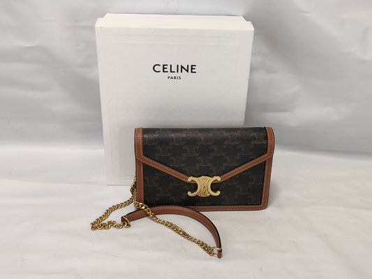 CELINE Triomphe Margot Chain Shoulder Bag with Box