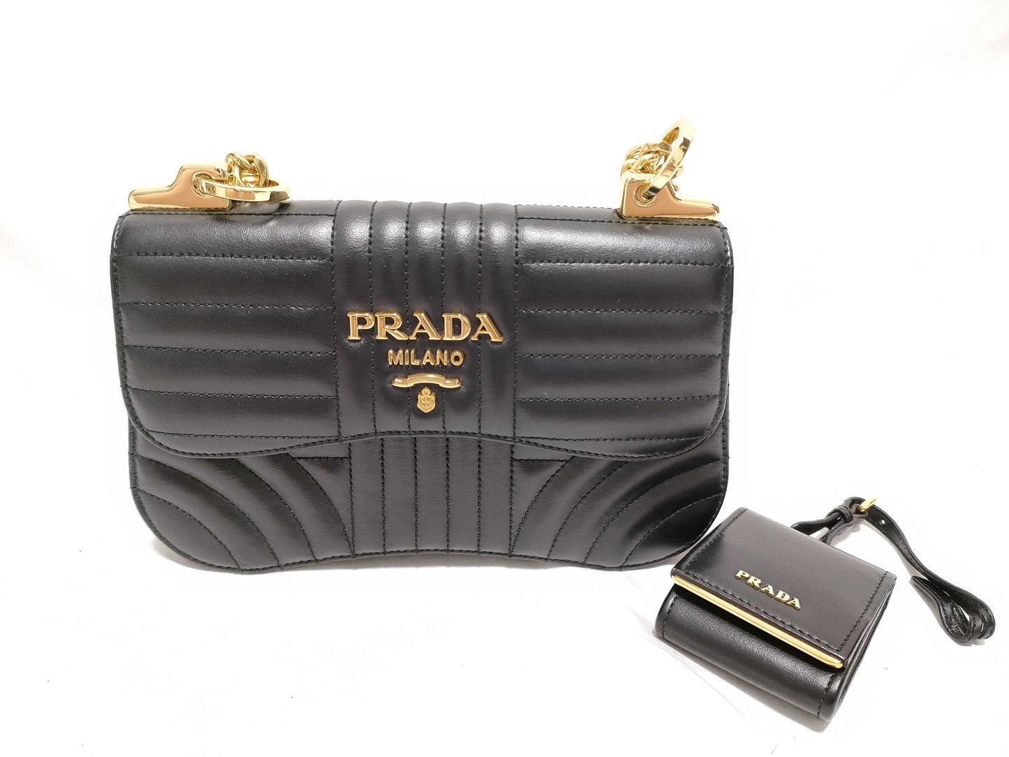PRADA Diagram Chain Shoulder Bag Crochet Shoulder Bag