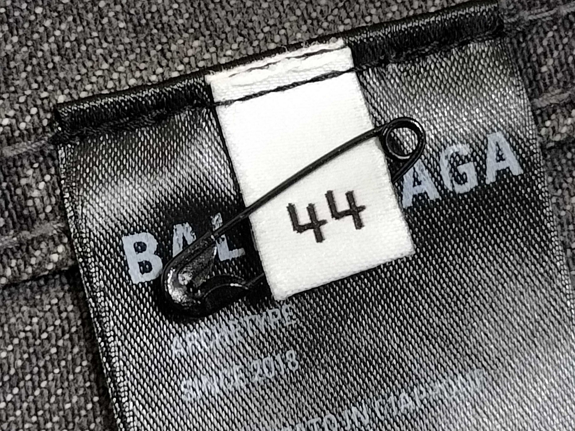 BALENCIAGA Men's Gray Denim Jacket with Back Logo, Size 44