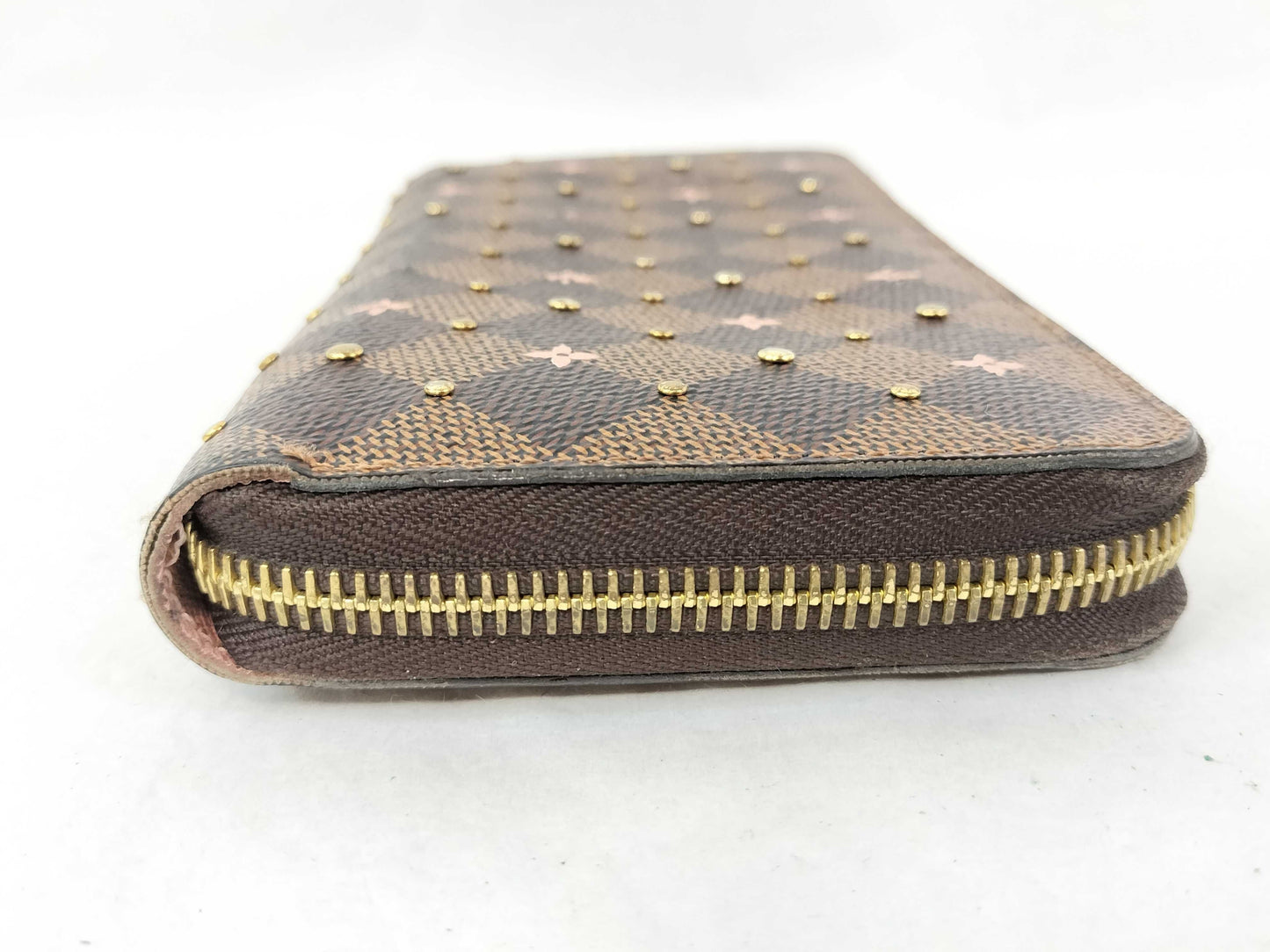 LOUIS VUITTON Damier Zippy Wallet with Studs, Flowers, and Rose Ballerine N60473, IC Activated