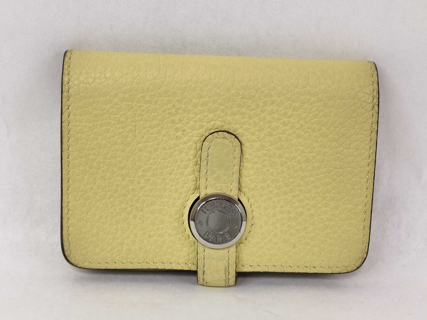 HERMES Dogon Togo Yellow Card Case, Engraved B, Card Case, Pass Case, Business Card Case
