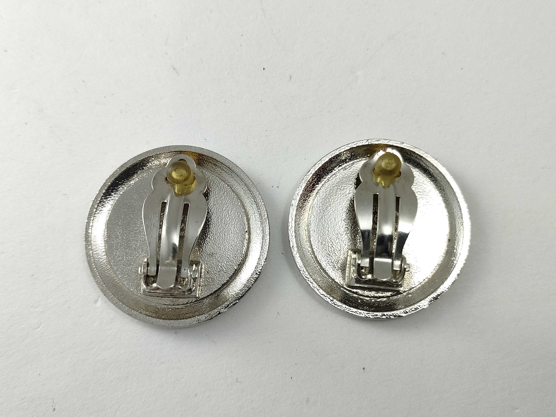 CHANEL Coco Mark Round Earrings Silver 97A Earrings